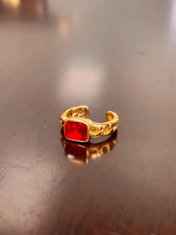 Women's Elegant Colorful Square Zirconia Decorated Cuff Ring, Exquisite Trendy Ring, Fashionable Jewelry for Women As Gift 3