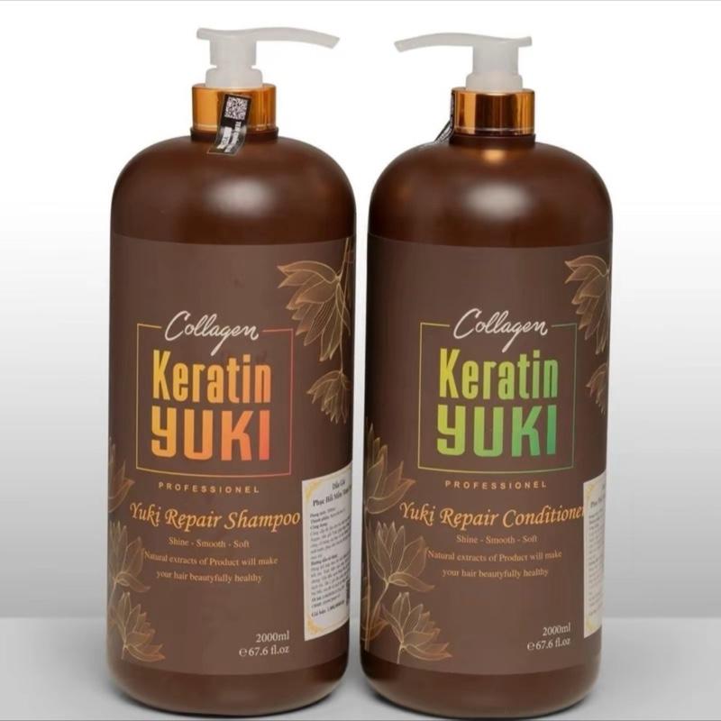 Dầu gội YUKI  Keratin phục hồi tóc khô xơ,hư tổn,làm bồng bết dính tóc  thơm kẹo ngọt  Dung Tích 4000ml/ cặp  Dưỡng tóc Women daucap