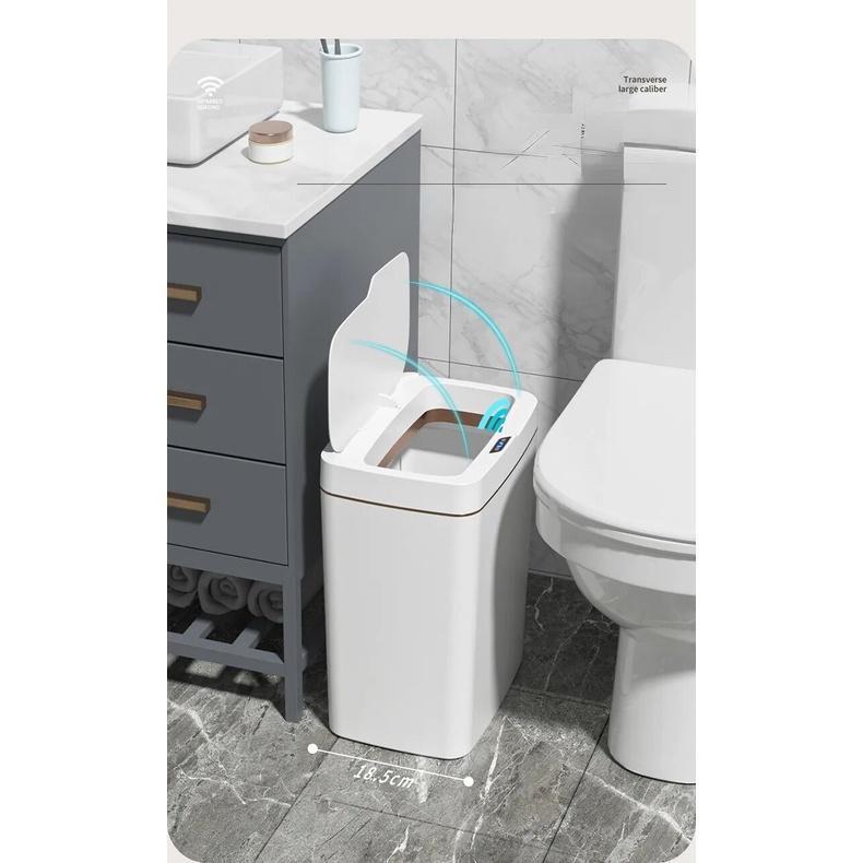 Product Introduction of 18L Smart Bathroom Trash Can Automatic Bagging Electronic Trash Can Touchless Narrow Smart Sensor Garbage Bin Smart Home 10