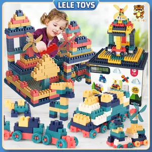Lele Toy 100Pcs Balok Bangunan Anak, Kreatif Bangun Menara & Mobil, Hadiah Anak Plastik Mainan
