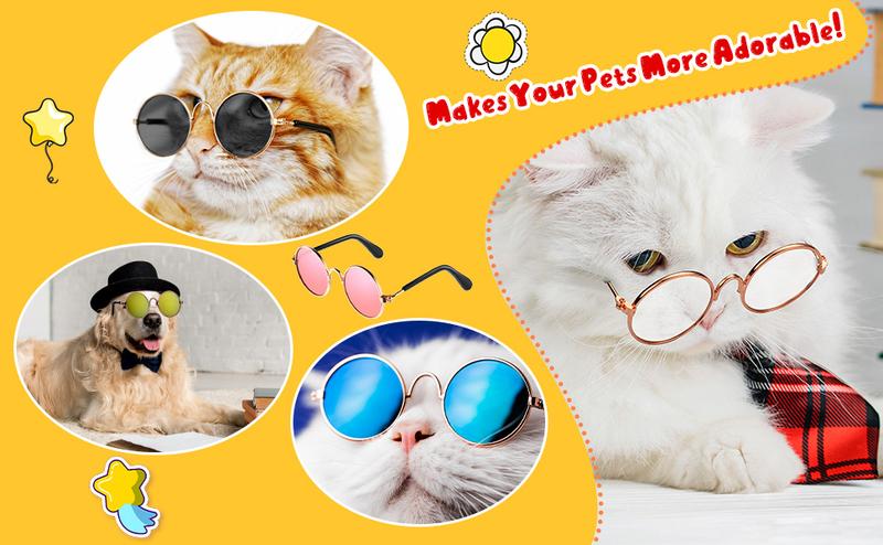 Product Introduction of Pet Sun Glasses Pet Vintage Round Glasses Cat Accessories Puppy Photos Props Decorations for Dogs Reflection Eyewear Glasses 6