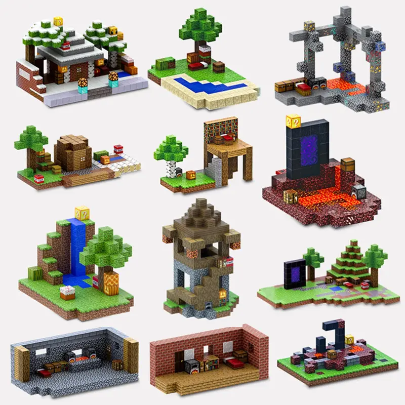 Mô hình lắp ráp minecraft từ các khối nam châm