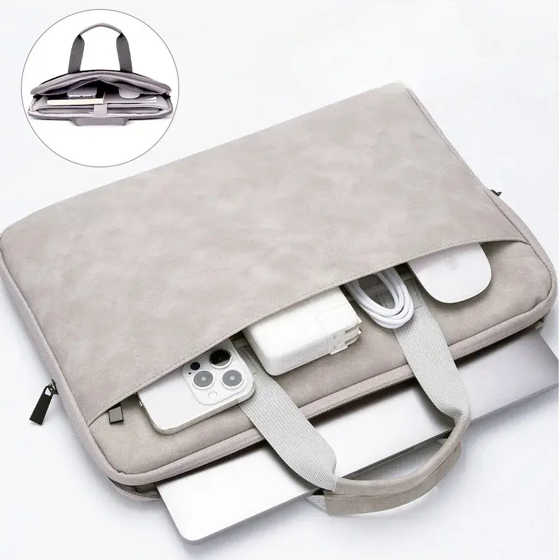 Full-open PU sheepskin computer bag is suitable for 13-16 inch travel computer bag with delicate touch, splash-proof and shock-proof.