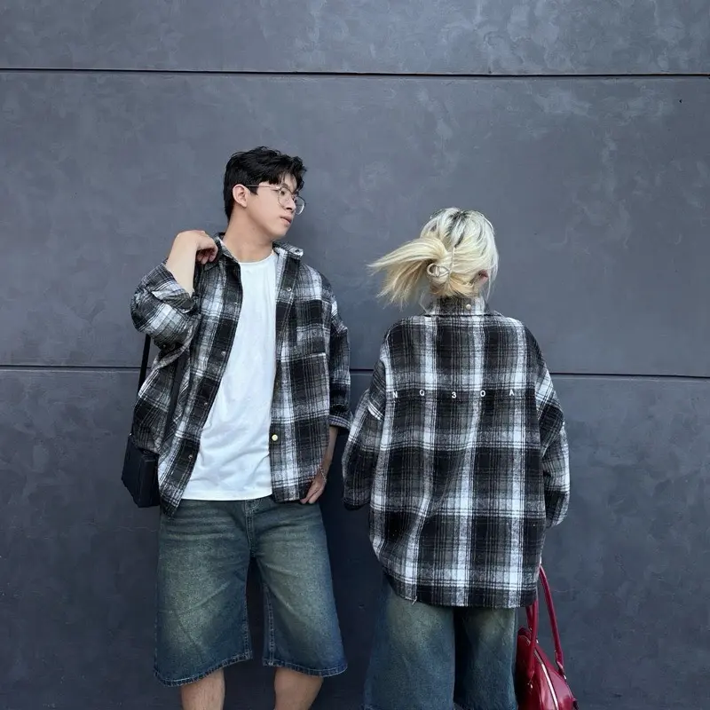 Áo khoác sơ mi nam nữ FLANNEL tay dài from rộng nhiều màu cá tính (ảnh cận chất)