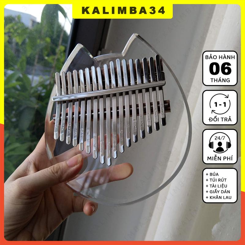 Đàn kalimba 17 phím pha lê nguyên khối acrylic KL34 Piano trong suốt cầu vồng tặng kèm đầy đủ phụ kiện