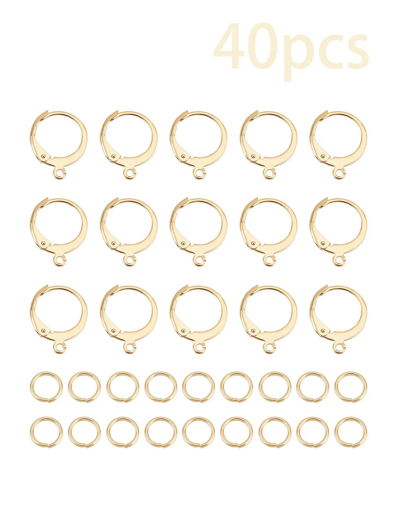 DIY Jewelry Making Kit, 40pcs 304 Stainless Steel Leverback Earring Findings with Horizontal Loops & 60pcs Open Jump Rings, Fashionable DIY Jewelry Accessories for Earrings Making