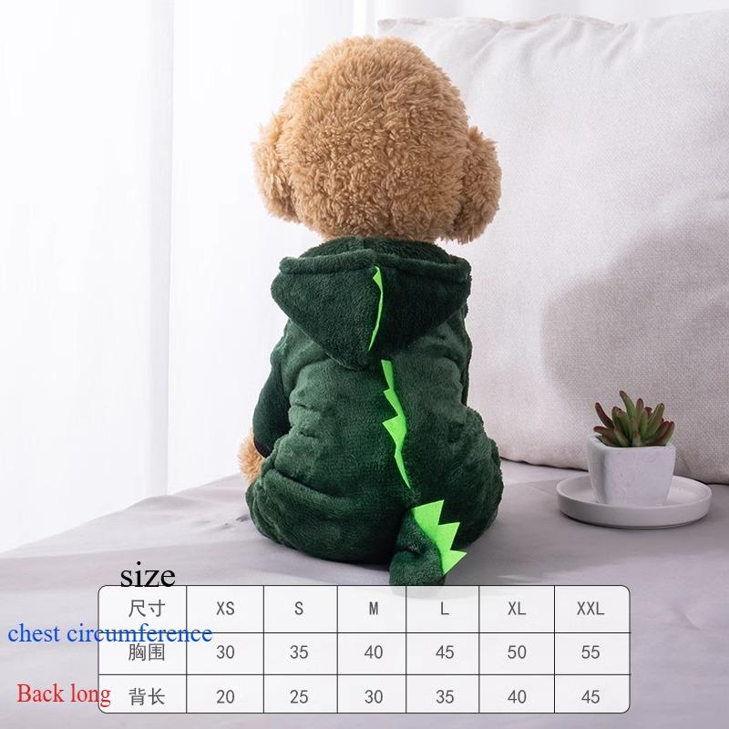 halloween christmas Dog clothes are warm in autumn and winter for small dogs, medium and large dogs, pet cats, four-legged dinosaur cotton clothes for cats, thick and soft 2