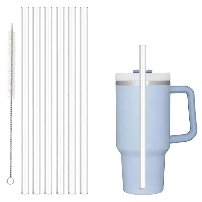 Drinkware Accessories Durable Reusable Straw Set, 7 Counts/set 6 Counts Straw & 1 Count Cleaning Brush, Portable Replacement Straw for 40oz & 30oz Water Bottle Tumbler 0