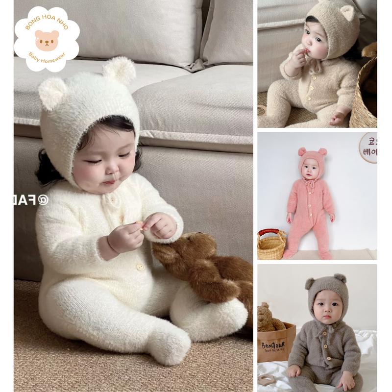 [CÓ SẴN] 5kg -13kg Body len gấu kèm mũ đáng yêu cho bé trai bé gái