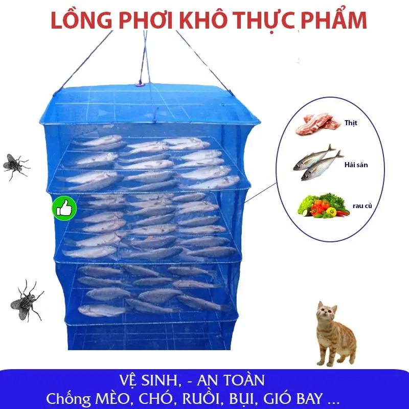 Lồng Phơi Thực Phẩm, Phơi Cá Khô Chống Ruồi Muỗi, Côn Trùng Bằng Lưới PE Dễ Dàng Vệ Sinh,Thu Gọn CV-136