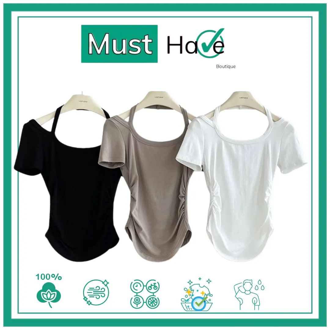 Áo thun Must Have cotton 2 chiều cổ tròn ôm gọn, thiết kế theo dạng yếm, dạt bầu Nữ Women Top