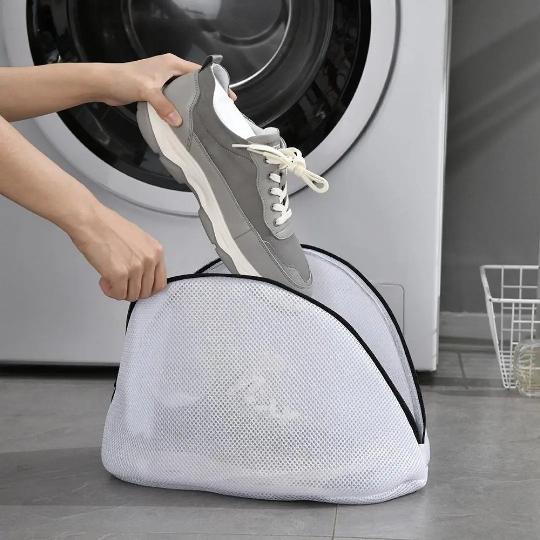 Mesh Laundry Bag, 1 Count Portable Mesh Shoes Washing Bag, Shoes Cleaning Bag with Zipper for Sneakers, Back To School Versatile Tool Laundry Bag for Bra, Lingerie, Stocking, Gifts for Men, Home Essentials, Bathroom Accessories