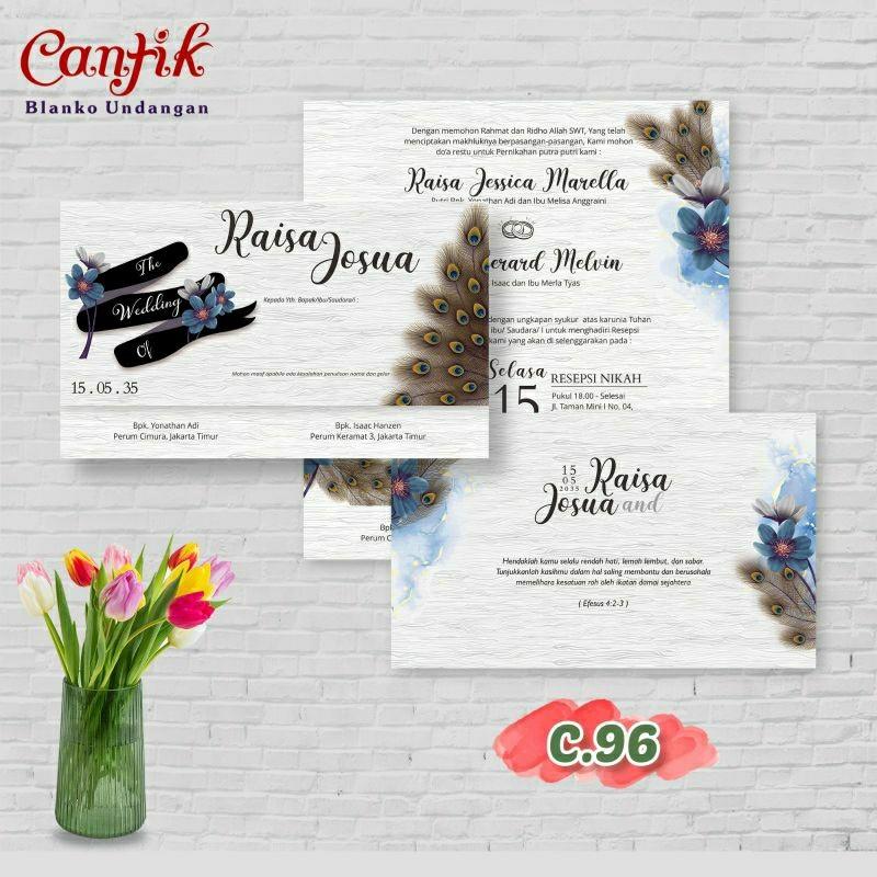 Undangan Pernikahan CANTIK 96 Elegan Modern Paket Lengkap 100 PCS Gratis Label & Plastik - JanjiKita | Default