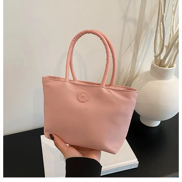 Spring 2025 Nylon Cloth Zipper Women's Bag Handbag Solid Color Simple Lightweight