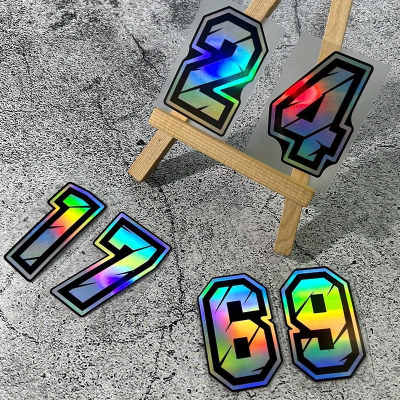 Laser Effect Digital Number Sticker, Universal Creative Logo Waterproof Outdoor Decorative Sticker, Car Exterior Accessories for Motorcycle Body Scratches Cover Laptop Luggage Mailbox 3