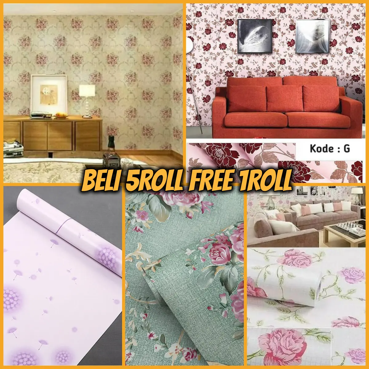 Terlaris ! Wallpaper Dinding Premium PVC HIGH QUALITY Wallsticker aesthetic kamar tidur ruang tamu motif bunga 3D Modern