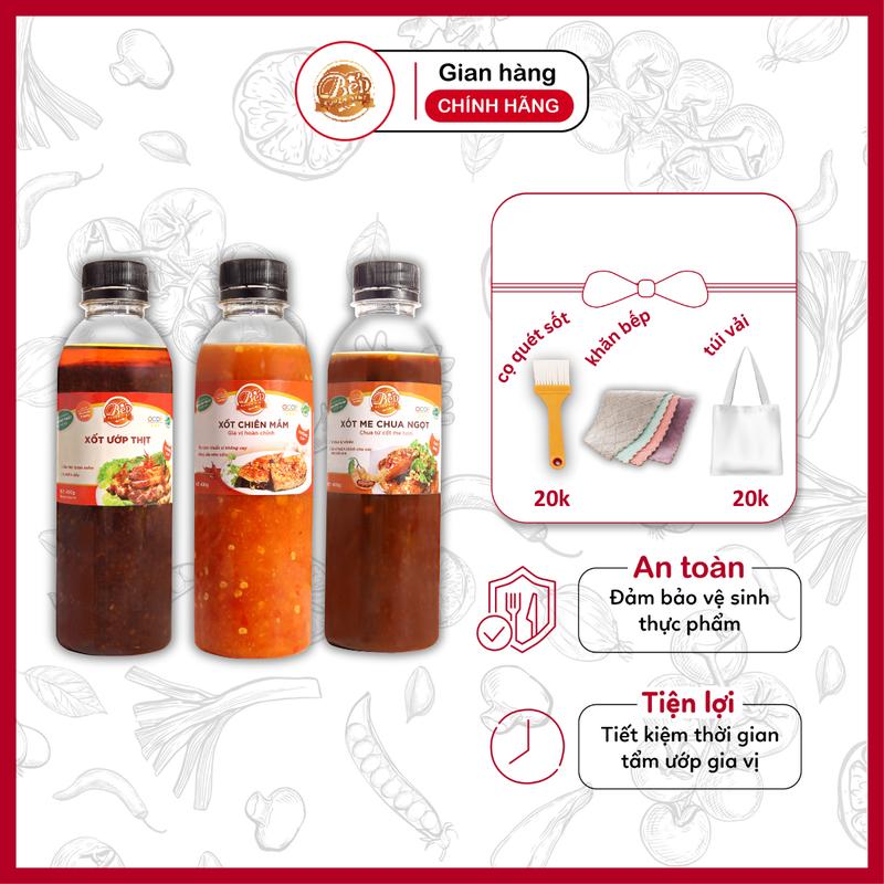 Combo 3 Chai Gia Vị Bữa Ăn Hằng Ngày Sốt Ướp Thịt Nướng BBQ Sốt Mắm Ớt Sốt Me Chua Ngọt 400gr