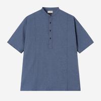 Gambar Baju Muslim Duha Muslimwear - Nadeer Shirt Short Sleeve - Grey Blue dari Duha Muslim Wear Kota Tangerang 1 Tokopedia