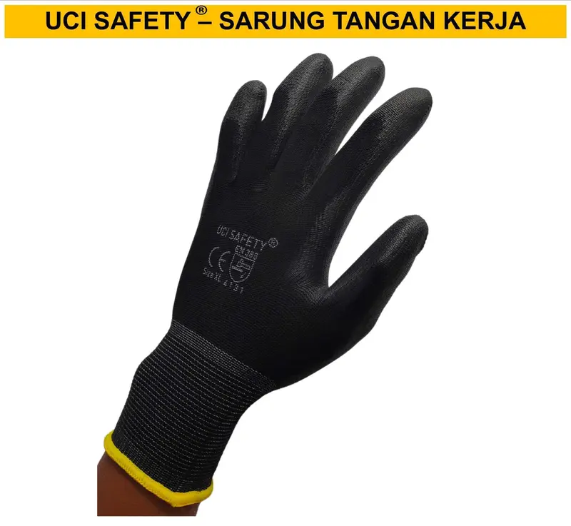 Sarung Tangan Multi Purpose Kerja Uci Safety Safety Gloves Static Motor otomotif Coating Karet Packing Statis Multitask Palmfit Proyek Satpam Anti Slip Industri Pabrik Polyurethane 5