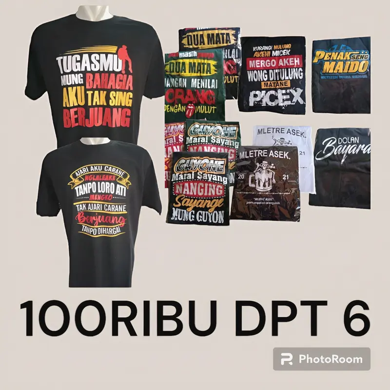 Kaos motif kata 100ribu dapat 6pcs 3
