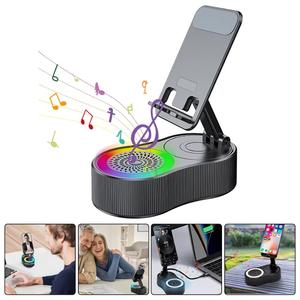 Joytutus Cell Phone Stand Wireless BT Speaker Potable Anti Slip Base 9D Surround Sound Adjustable 360° Rotation Foldable for Home Outdoors Holder