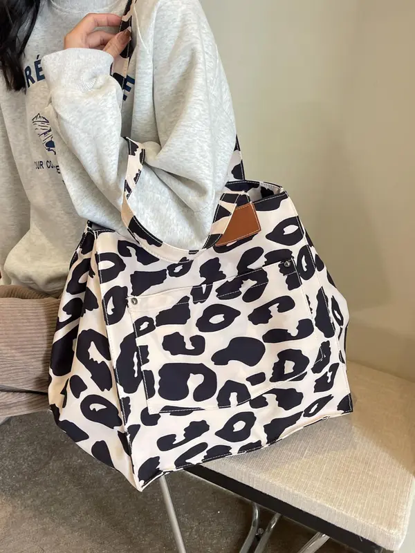 Fashion Leopard Pattern Tote Bag, Large Capacity Shoulder Bag for Women, Casual Trendy Versatile High-quality Daily Commuting Bag, Girl Fashionable Bag 3