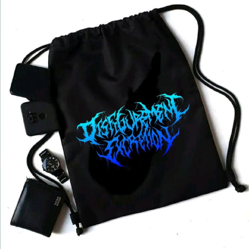 tas serut pria/ tas ransel drawstring bag waterproof polos fungsional motif sablon 0