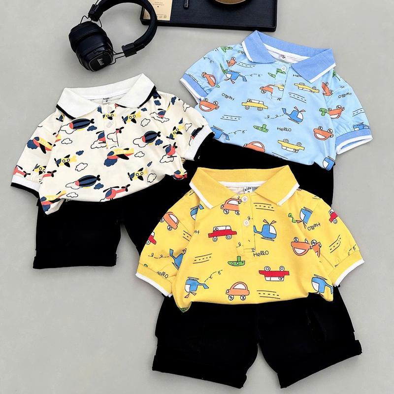 [Shin Kids] Dưới 1m2 (8-28kg) Bộ Áo Cotton Có Cổ Quần KaKi Mềm In Hình Ô Tô, Máy Bay Dễ Thương Dành Cho Bé.Đồ Tết Cho Bé, Đồ Tết Bé Trai, Đồ Bộ cho Bé,Đồ ngủ cho bé, đồ mặc nhà cho bé.