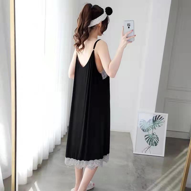 Đồ Ngủ Ren Nữ, Ngoại Cỡ Ngoại Cỡ 150Kg, Tay Ngắn, Quần Áo Ngủ Mùa Hè, Váy Dài Trung Bình Đồ Ngủ, Váy Mặc Nhà, Trang Phục Đi Chơi 3
