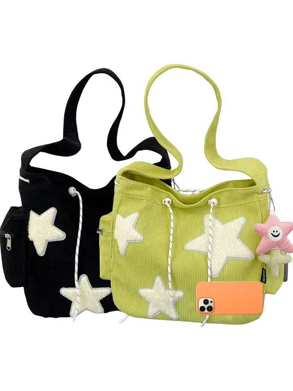 Women's Star Patched Design Tote Bag, Mother's Day Gift, Fashionable Large Capacity Shoulder Bag for Daily Used, Casual Trendy Versatile High-quality Daily Commuting Purse Bag, Girlfriend Gifts 6