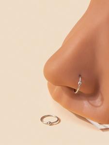 Stainless Steel Bead Decor Nose Ring Set, Fashionable Nose Ring for Women & Men, Body Jewelry for Daily Wear, Trendy All-match & Exquisite Jewelry for Birthday Gift