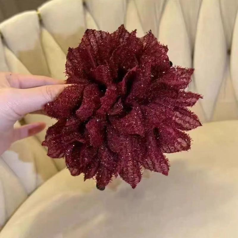 Kẹp Lấy Hoa Lưới, Chất Liệu Lụa Sáng, Hoa Ba Chiều Kẹp Tóc Đuôi Ngựa, Phụ Kiện Tóc Cao Cấp Sau Đầu, Kẹp Cá Mập Kẹp Tóc, Thiết Kế Hoa 5