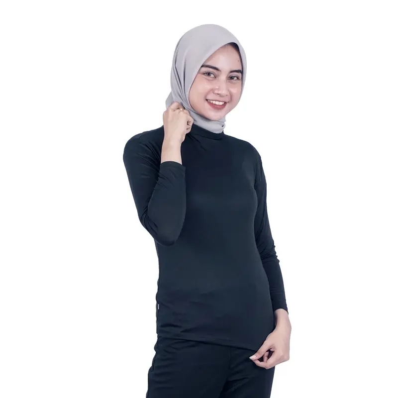 MANSET BAJU POLOS SPANDEK FIT HITAM TERMURAH WANITA MUSLIM 2