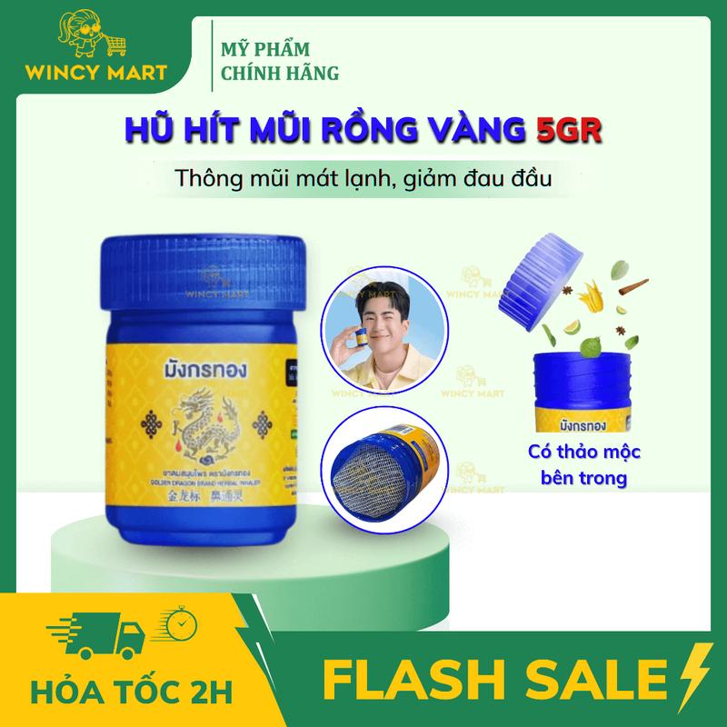 Chuẩn Thái Hũ Hít Mũi Lọ Dầu Hít Xoang Thông Mũi Hiệu Con Rồng Vàng Hũ Màu Xanh Dương Thái Lan 5g - Wincy Mart