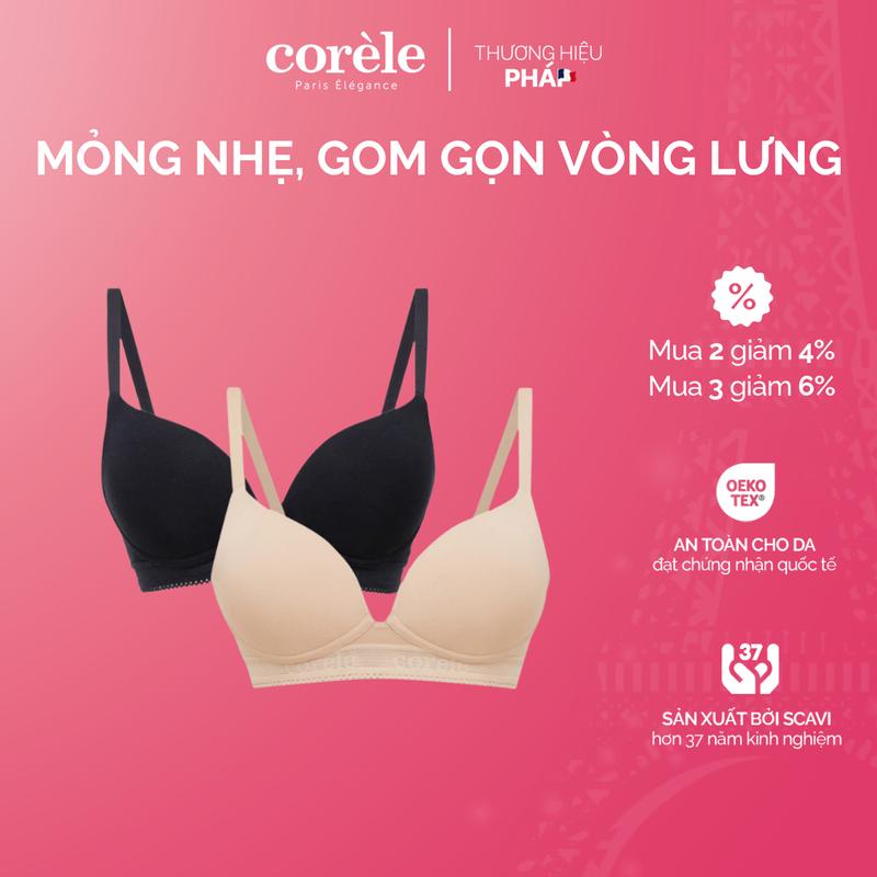 Combo 2 áo ngực sợi tre Corèle mút mỏng nhẹ, không gọng không hằn ngấn, bản lưng lớn chữ U che khuyết điểm, chuẩn an toàn quốc tế từ Corèle - 30138A