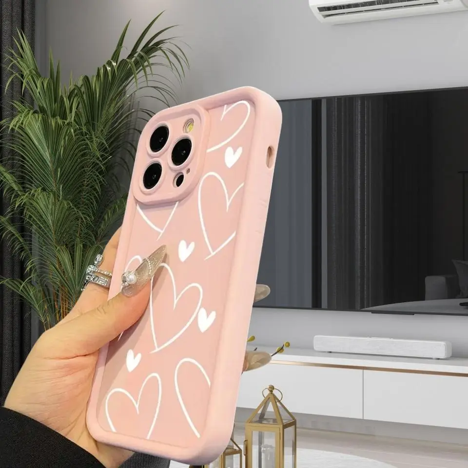 Heart Pattern Phone Case, Anti-drop Cellphone Protective Case, Protective Shockproof Mobile Phone Cover for iPhone 11 12 13 14 15 Pro Max