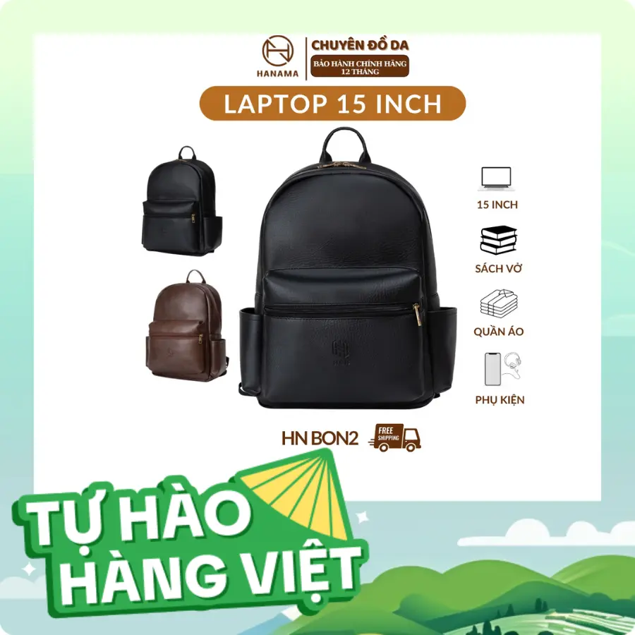 Balo Đi Học đeo Vai da cao cấp Bon2 bản cao cấp chống sốc 5 mặt Backpack