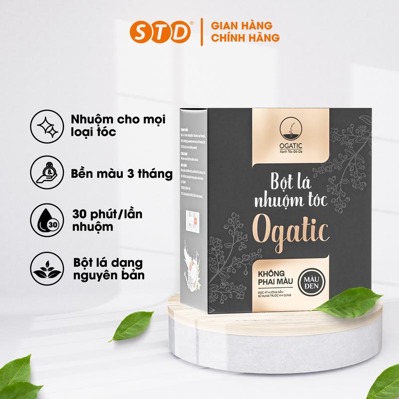 Bột Lá Nhuộm Tóc OGATIC 100G (10 gói x 10g) - Nhuộm tóc phủ bạc hoàn hảo, hương thơm thảo mộc tự nhiên, bền màu 60 ngày, cải thiện gàu ngứa [chính hãng] Đổi Màu Tóc