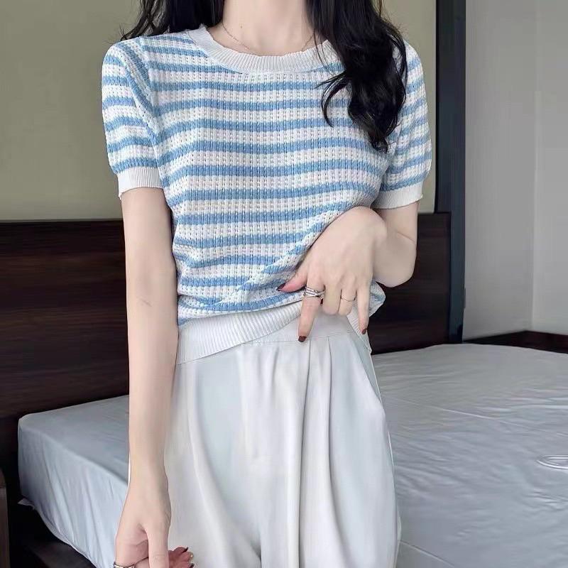 COD- Atasan Rajut Wanita Lengan Pendek Premium | Kaos Lengan Pendek Rajut | Atasan Korean Style Lengan Pendek SALUR Premium | Baju Rajut Wanita Korean Style Lengan Pendek | Atasan Lengan Pendek | Kaos Lengan Pendek 3
