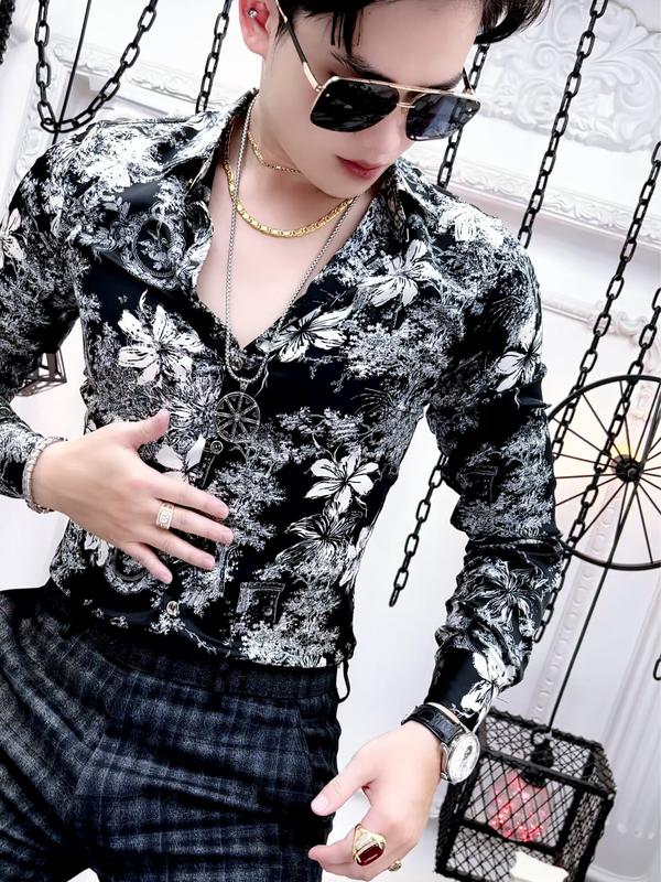 Áo sơ mi nam vải lụa hoa phượng Menswear Shirt Nhung 8