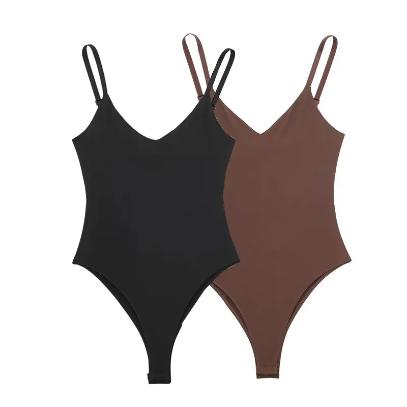 Bodysuit Không Tay Dây Cơ Thể Phụ Nữ Màu Đen, TRAF 2024, Bodycon, Hở Lưng, Bodysiuts Gợi Cảm, Đồ Lót Phụ Nữ, Quần Yếm Mùa Hè