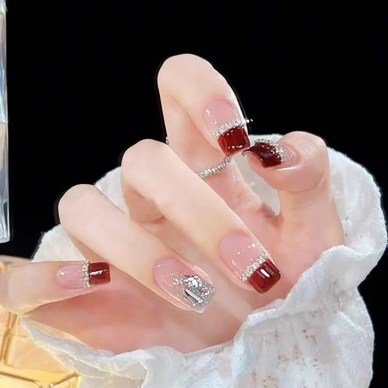 COD Kuku Palsu nail art aesthetic dan lem wisuda 24pcs tangan Alcohol Fragrance Free High Gloss Long-lasting Waterproof Pendatang baru Polish 5