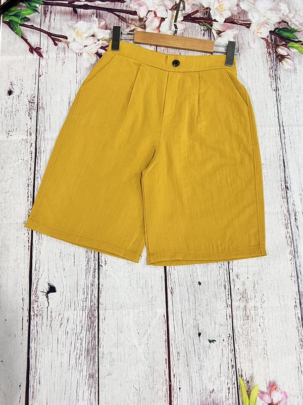 Quần lửng ống rộng cạp chun chất đũi