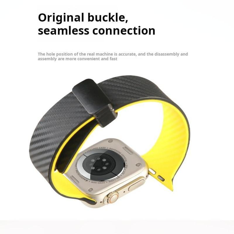 Carbon Fiber Silicone Watch Band, 1 Count Magnetic Dual Color Watch Band, Smart Watch Accessories Compatible with Apple Watch Series 9/8/7/6/5/4/3/2/1/SE, Wearable 3