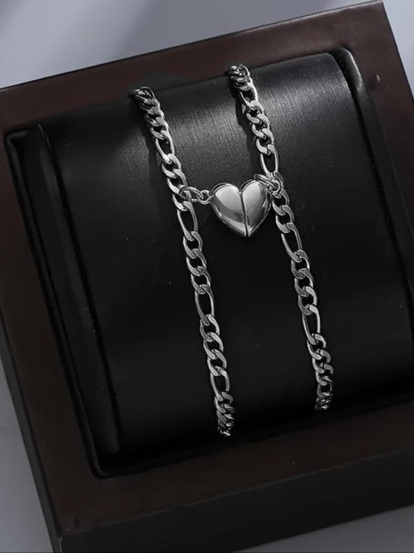 Magnetic Heart Design Couple Bracelet, Gifts for Girlfriend, Fashionable Stainless Steel Bracelet for Women & Men, Trendy All-match & Exquisite Jewelry for Birthday Gift, Valentine's Day, Gift 6