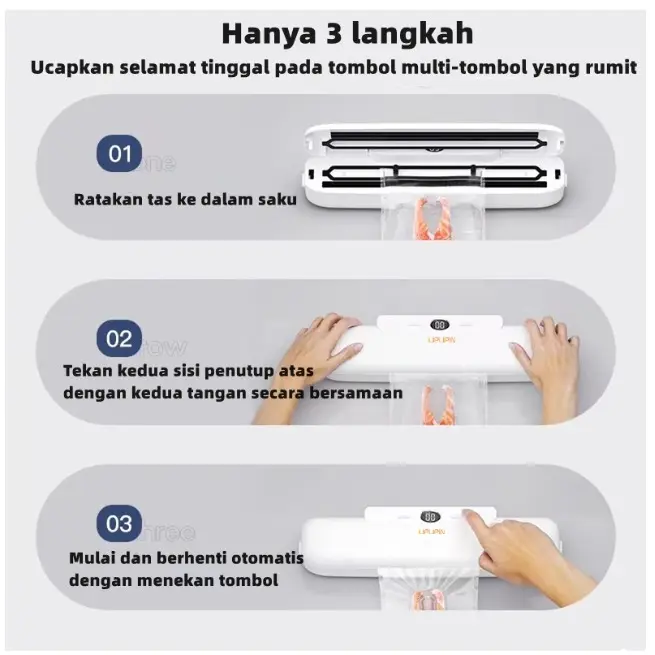 (BISA COD) UPUPIN Vacum sealer fresh cerdas makanan food packing machine mesin vacuum sealer makanan Plastic Listrik Vakum Putih 7