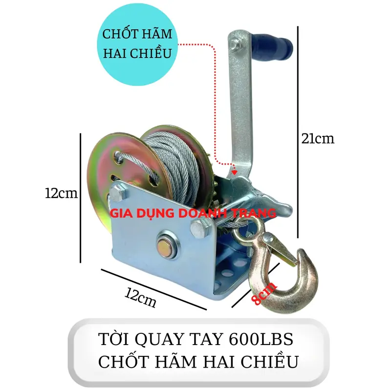 Tời qua.y tay hãm chốt hai chiều loại 600lbs - 1000lbs (TỜI HÃM CHỐT) 5
