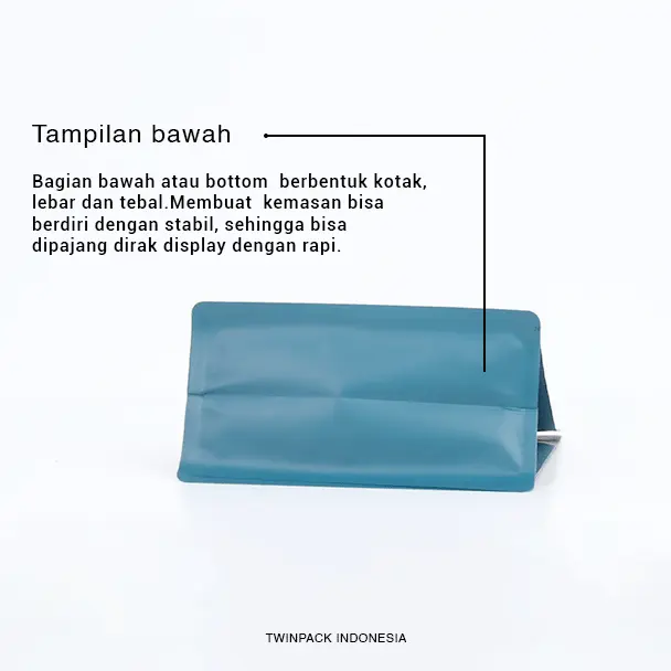 Kemasan Kopi 200 - 250 Gram Ziplock Biru Emerald Flat Bottom Square Wide Packaging Kopi 2