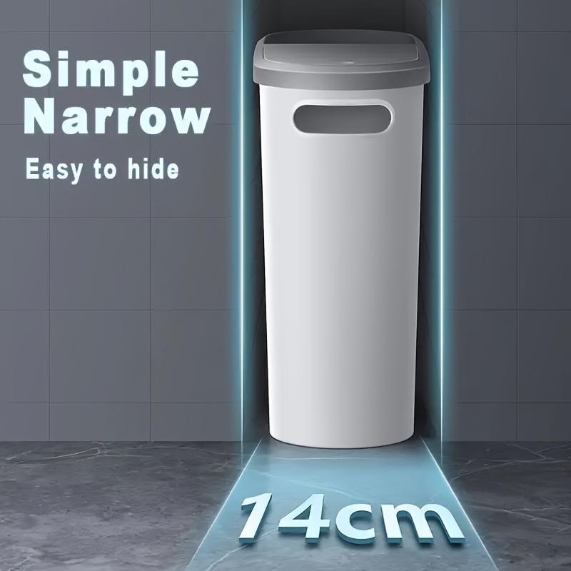 Bathroom Toilet Trash Can, 1 Count Household Creative Narrow Space Trash Can, Kitchen Bin, Large Capacity Press Type Trash Can with Lid, Home Organizer, Back to School Supplies, 2024 Home Essentials, Men Gifts , Bathroom Accessories 4