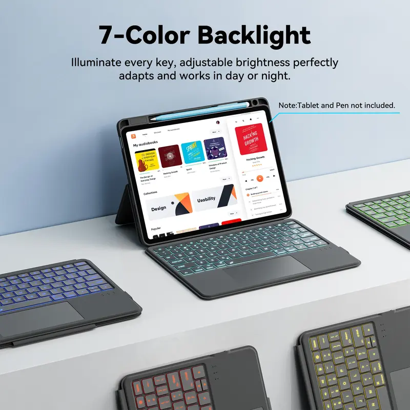 Portable Tablet Keyboards, Removable & Adjustable Bracket Tablet Protective Case, Tablet & Computer Accessories Compatible with iPad 10th Generation 4